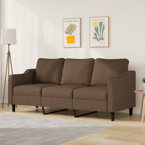 3-sitssoffa brun 180 cm tyg