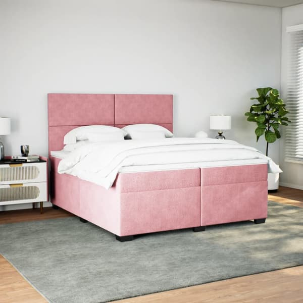 Ramsäng med madrass rosa 200x200 cm sammet