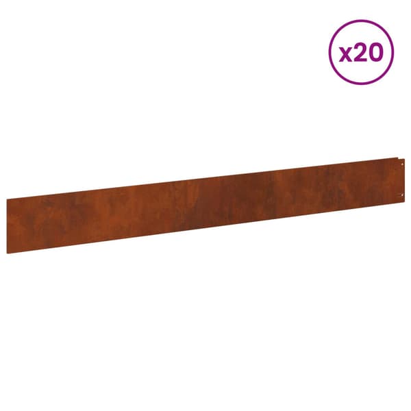 Kant för gräsmatta 20 pcs 100 x 12 cm Stål Rostig