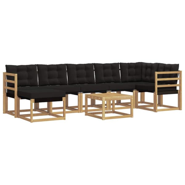 Utomhussoffset med kudde 8 pcs Vit och svart