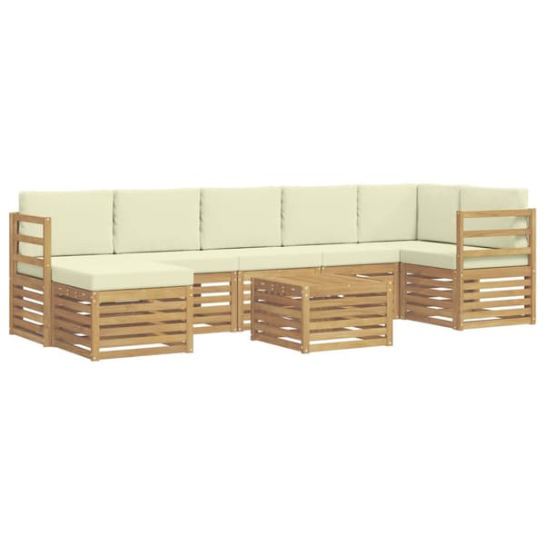Utomhussoffset 8 pcs Vit och grädde 59 x 59 x 37 cm Polyester