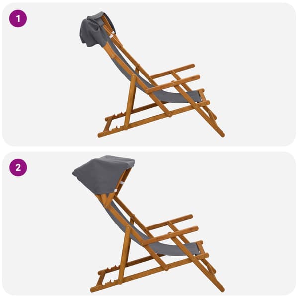 Deck Chair 3 Position Massiv Eukalyptus Trä Grå