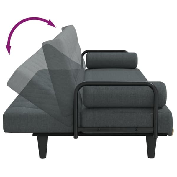Bäddsoffa med armstöd mörkgrå tyg
