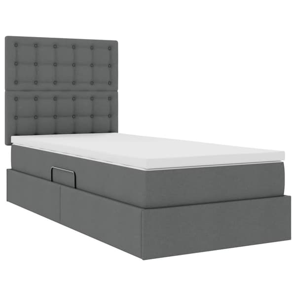 Förvaringssäng med madrass Mörkgrå 90 x 200 cm Polyester