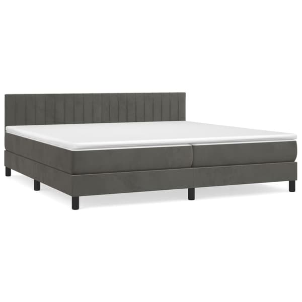 Ramsäng med madrass mörkgrå 200x200 cm sammet