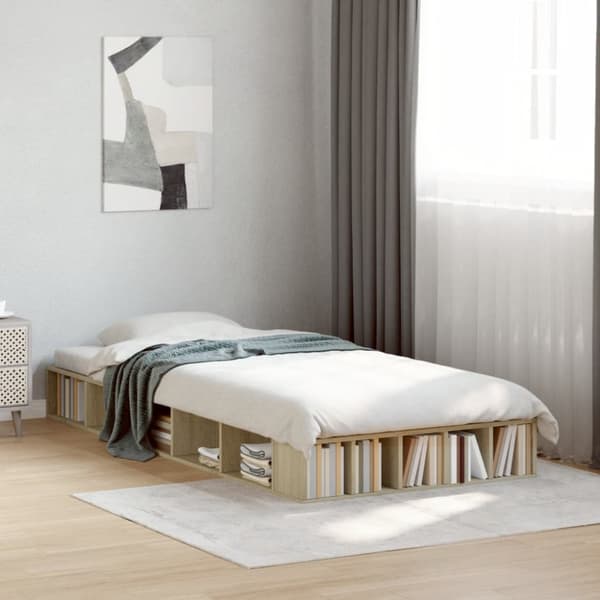 Sängram sonoma-ek 90x200 cm konstruerad trä