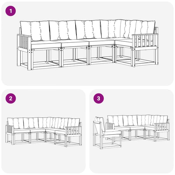 Utomhussoffset med kudde 5 pcs Vit och Beige