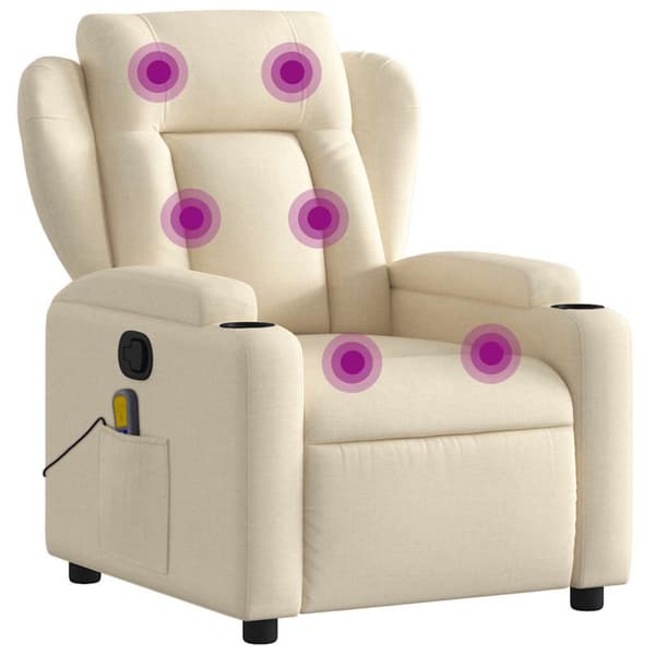 Massagefåtölj krämfärgad tyg