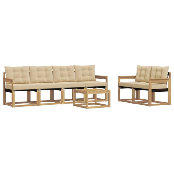 Utomhussoffset med kudde 7 pcs Vit och Beige