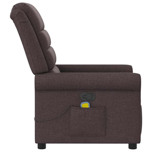 Massagefåtölj mörkbrun tyg