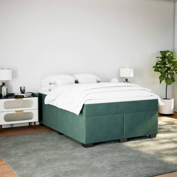 Ramsäng med madrass mörkgrön 140x190 cm sammet