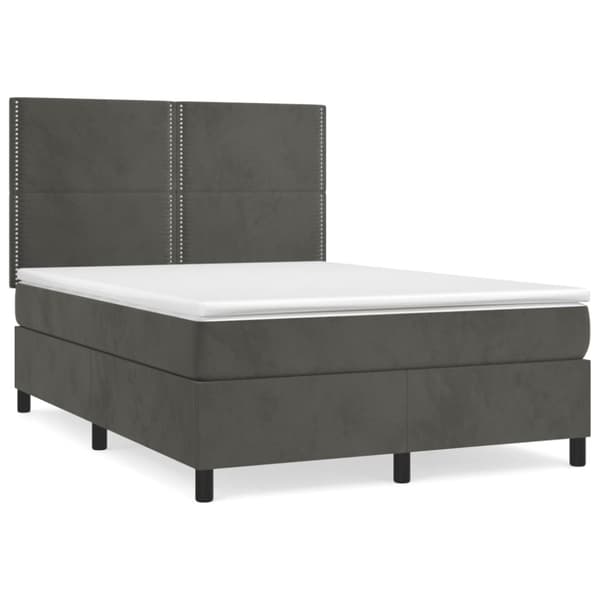 Ramsäng med madrass mörkgrå 140x190 cm sammet