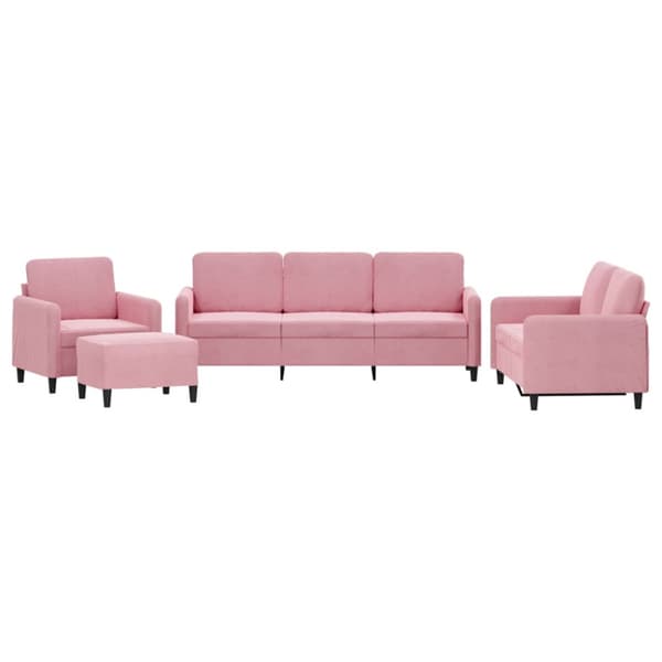 Soffgrupp 4 delar rosa sammet