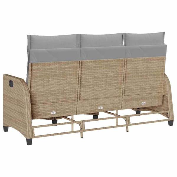 Fällbar trädgårdssoffa med dynor L-formad beige konstrotting