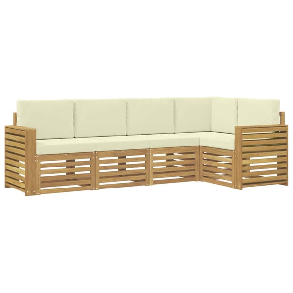 Utomhussoffset 5 pcs Vit och grädde 251 x 132,5 x 73 cm