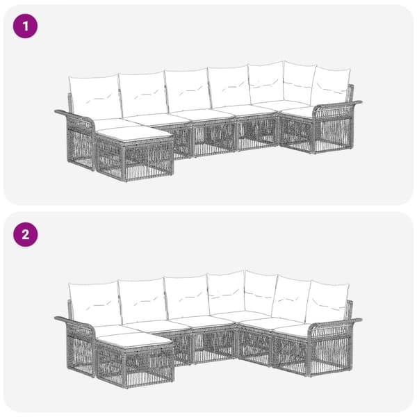 Trädgårdsoffset 7 pcs Svart konstrotting