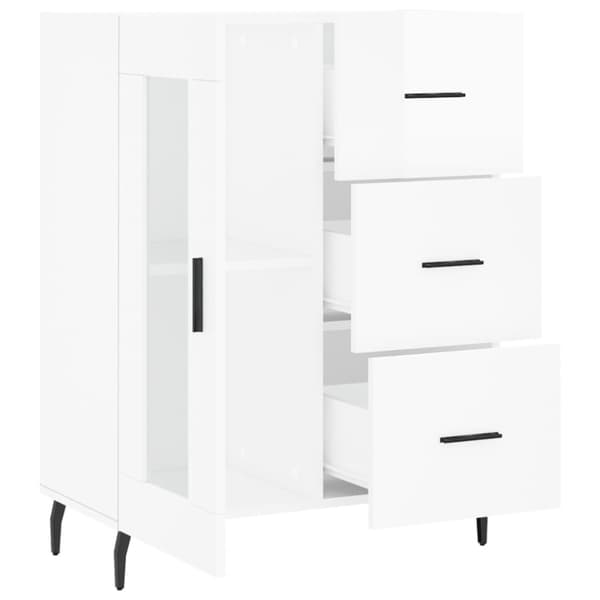 Skänk vit högglans 69,5x34x90 cm konstruerat trä