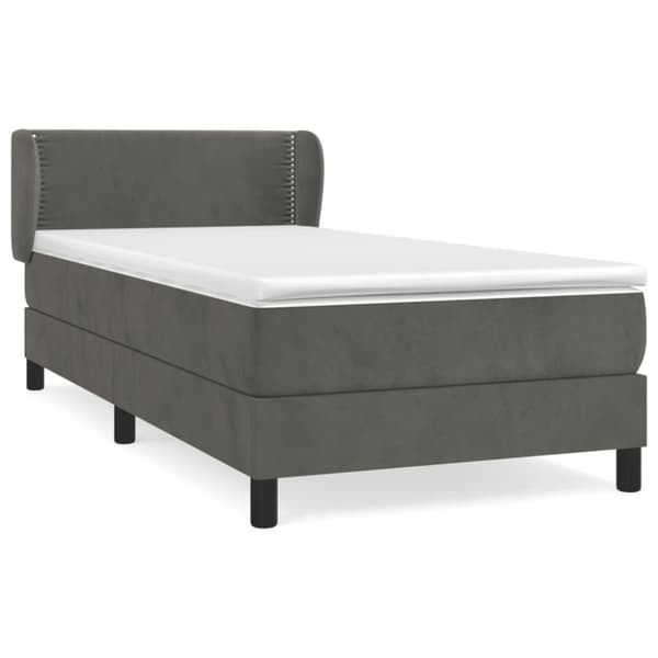 Ramsäng med madrass mörkgrå 90x190 cm sammet