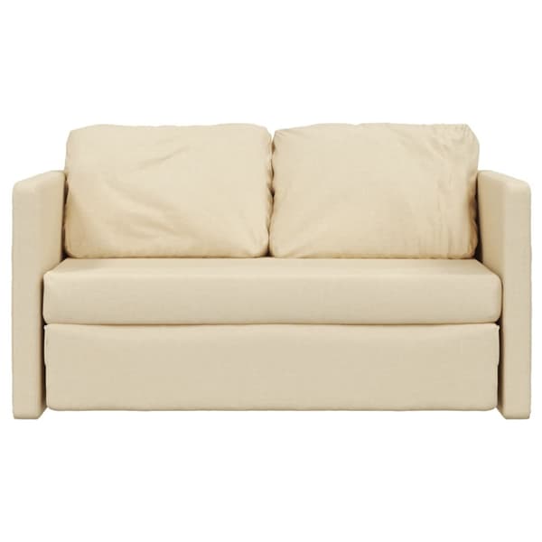 Golvbäddsoffa 2-i-1 gräddvit 112x174x55 cm tyg