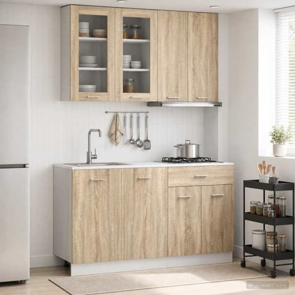 Köksenhet LYON 4 pcs Sonoma-ek Konstruerat trä