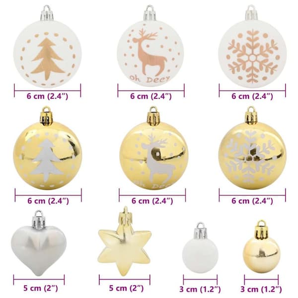 Julprydnad Set 40 pcs Vit och guld Plast