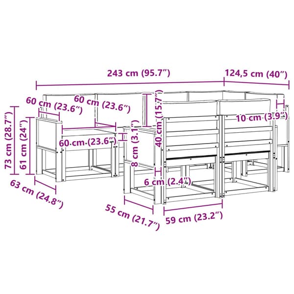 Utomhussoffset med kudde 7 pcs Naturlig och Grädde Polyester