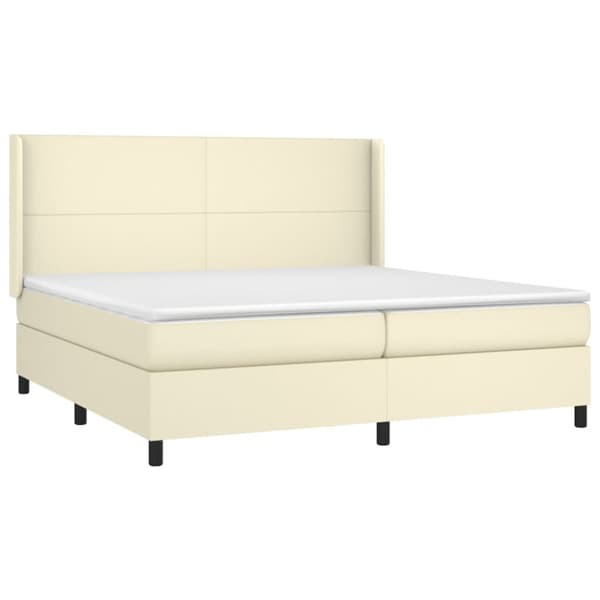 Ramsäng med madrass gräddvit 200x200 cm konstläder