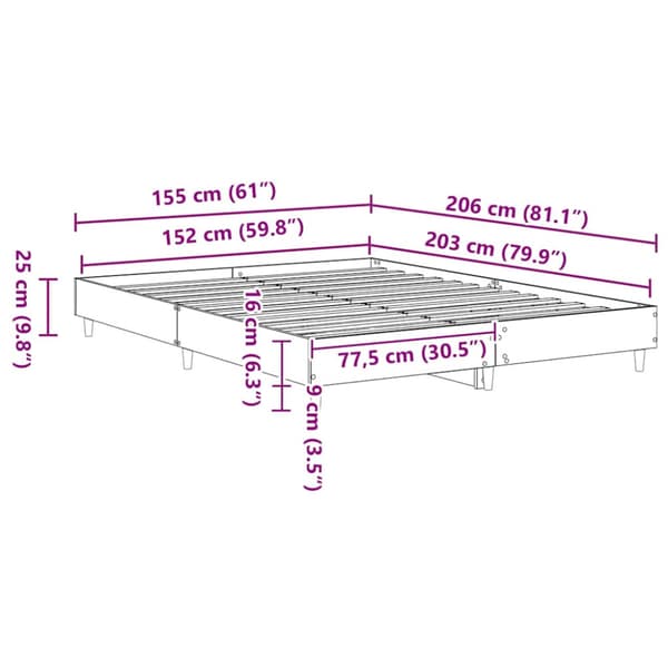 Sängram 2 pcs Vit 152 x 203 cm Konstruerat trä
