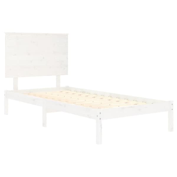 Sängram vit massivt trä 90x190 cm
