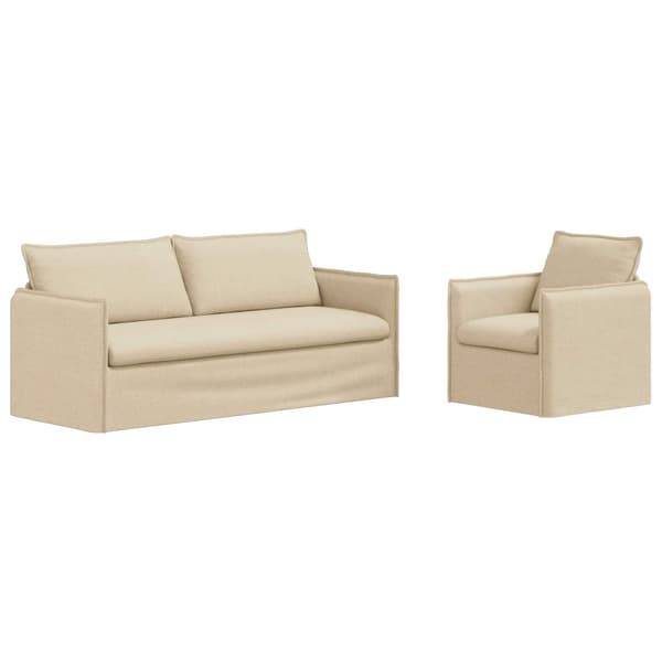 Soffset 2 pcs Gräddvit 196 x 82 x 85 cm Tyg