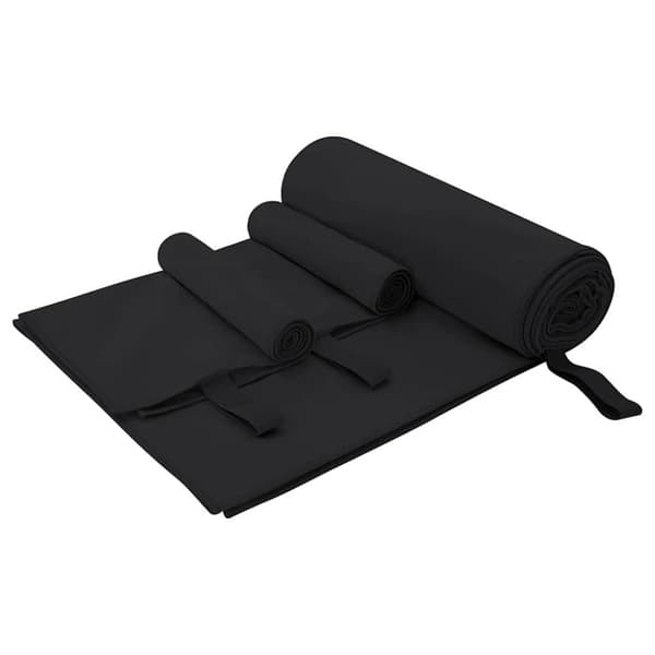 Sporthandduk Set 3 pcs Svart Polyester och polyamid