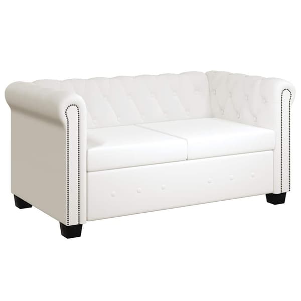 Chesterfield 2-sits konstläder vit