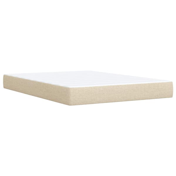 Boxspring säng med madrass och LED Gräddvit 140 x 190 cm Tyg