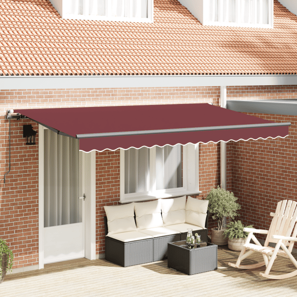 Utfällbar markis Vinröd 350 x 200 cm tyg