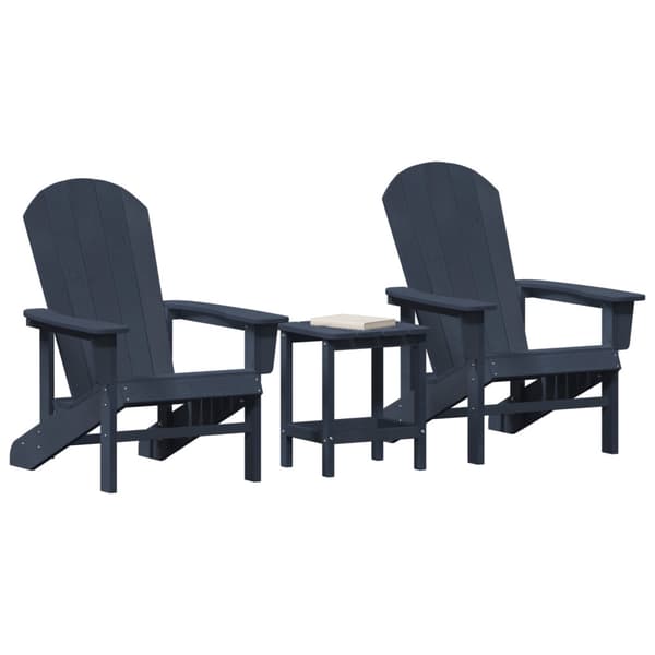 Trädgård Stol 3 pcs Marinblå polyeten