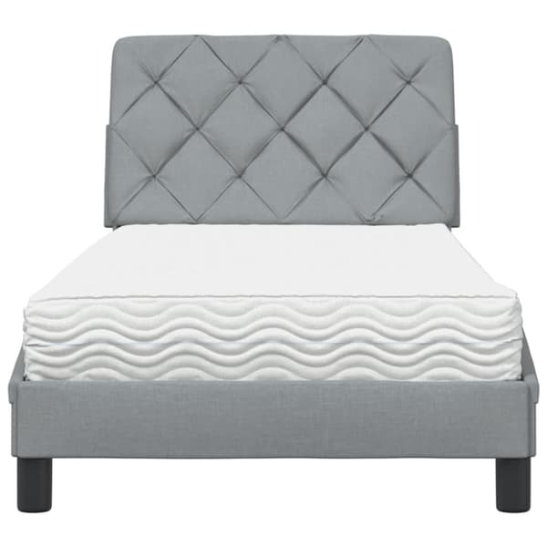Bed with Mattress Light Grey 90x200 cm Fabric