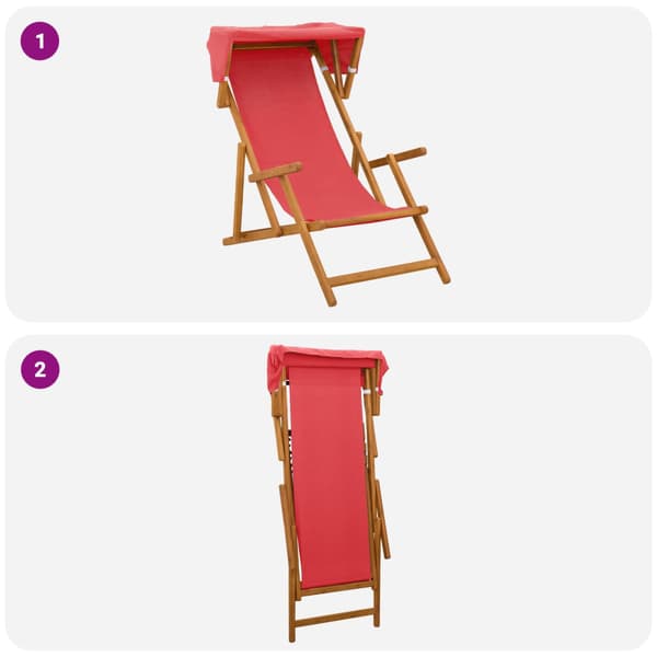 Deck Chair 3 Position Massiv Eukalyptus Trä Röd
