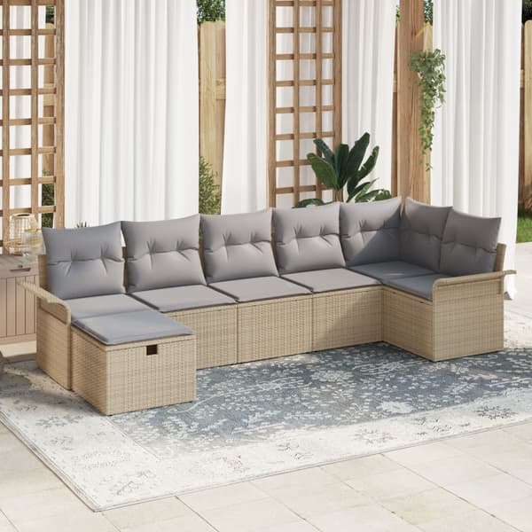 Trädgårdsoffset 7 st Beige och Ljusgrå konstrotting
