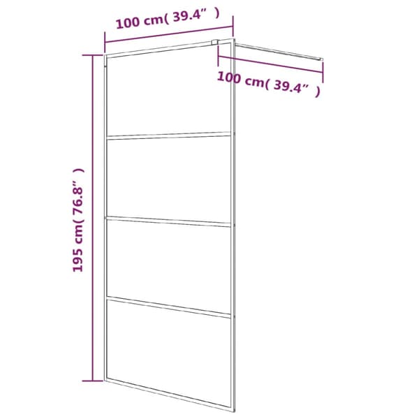 Duschvägg vit 100x195 cm klart ESG-glas