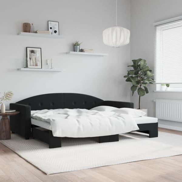 Dagbädd utdragbar svart 90x190 cm sammet