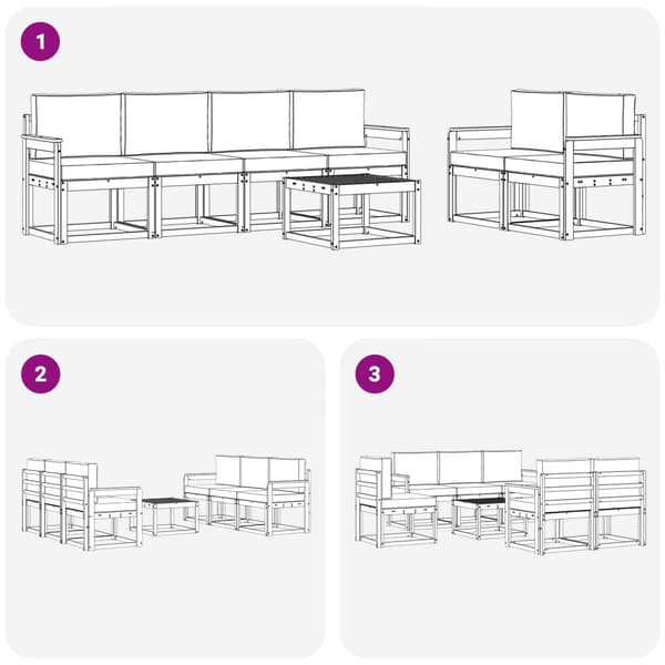 Utomhussoffset med kudde 7 pcs Vit och Beige