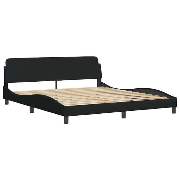 Bed Frame with LED without Mattress Black 180x200 cm Fabric