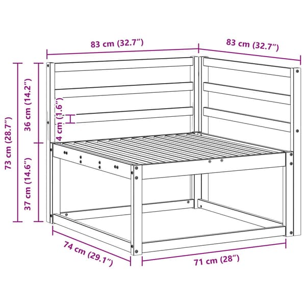 Utomhus Hörnsoffa Vit 83 x 83 x 73 cm