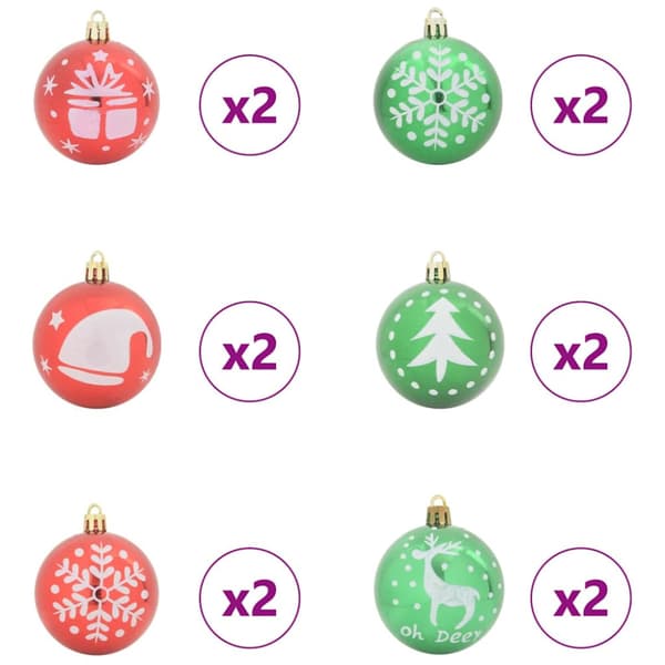 Julprydnad Set 40 pcs Röd och grön Plast