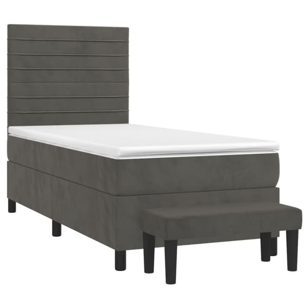 Ramsäng med madrass mörkgrå 90x190 cm sammet