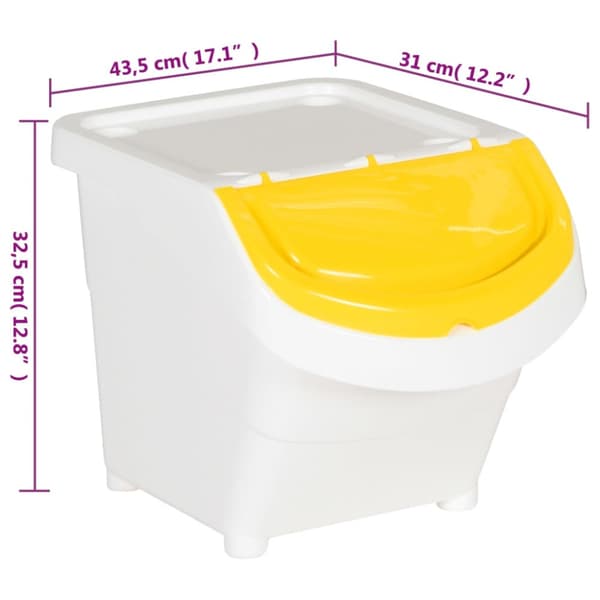 Stapelbara soptunnor med lock 3 st vit PP 78 L