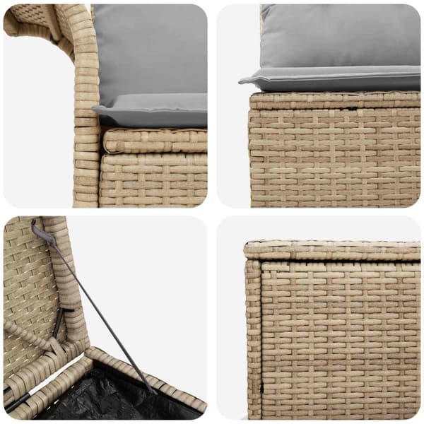 Soffset 7 st Beige och Ljusgrå Poly Rattan och stål