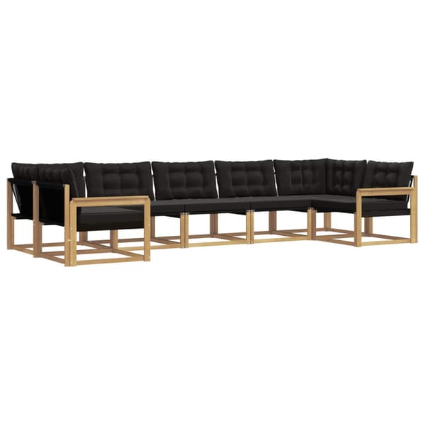 Utomhussoffset med kudde 7 pcs Vit och svart