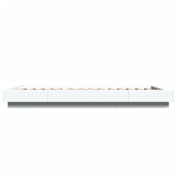 Sängram med LEDs vit 90x200 cm konstruerat trä