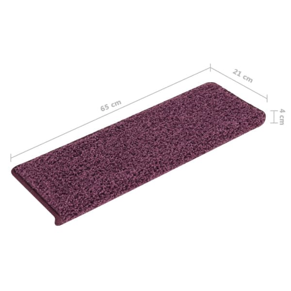 Trappmattor 15 st 65x21x4 cm mörklila rektangulär kant
